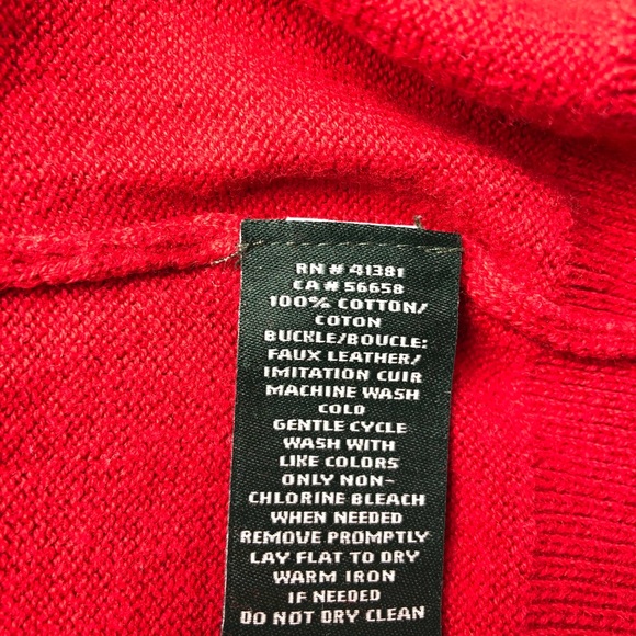 Ralph Lauren Sweater Red with Leather Accent - Picture 4 of 8